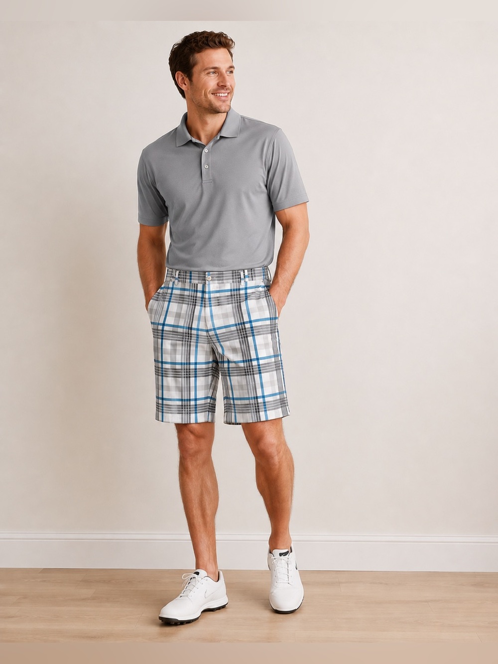Nike Golf Dri-FIT Plaid Shorts Size 36 Performance Lightweight